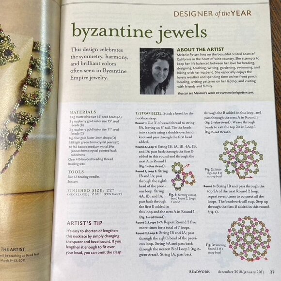 Beadwork Magazine Jewelry Crafting Book u Dec 2010 Jan 2011 Vol 14 No 1 - Picture 7 of 8